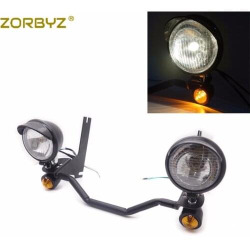 ZORBYZ Motorcycle Black Front Spotlight Passing Lamp Mount Turn Signal Light Bar Fit For Harley Touring Road King 1994-2012