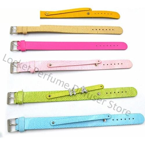 10Pcs/Lot 18mm Bracelet Strap Snake Skin Leather Bracelet For Women Slide Letter Charms Jewelry Making Wristband Pet Collar Men