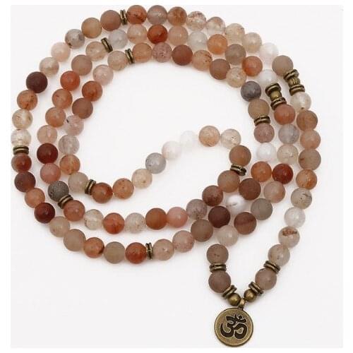 108 beads 8mm elastic adjustable Lotus life tree Buddha OM eye Chakra Reiki agate Onyx Yoga Bracelet necklace iolg3