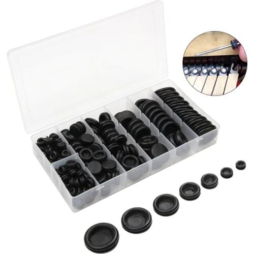 170Pcs/Set Rubber Grommet Firewall Hole Plug Retaining Ring Black Car Electrical Wire Gasket Kit For Cylinder Valve Water Pipe