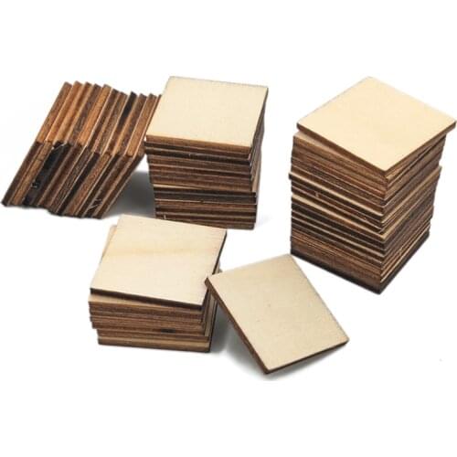 20pcs 40mm Square Unfinished Blank Wood Pieces for Painting Writing and DIY Arts Crafts Project
