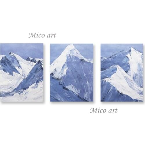 3PCS Group Oil Painting Hand-painted Abstract Snow Mountain Landscape Oil Painting Free Shipping Wall Decor Canvas Art For Home