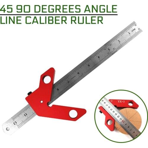 45 90 Degrees Angle Line Caliber Ruler Woodworking YX-3 Magnetic Center Line Scriber Finder Metric Inch Wood Measuring Tool
