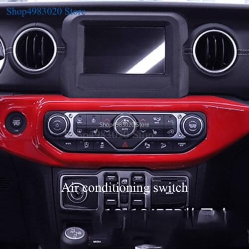 Car Garnish Lamp Trim Carbon fiber/RED Front Middle Air Conditioning Switch Parking Panel Frame For Jeep Wrangler 2018 2019 2020