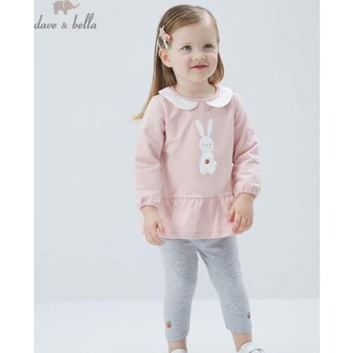 DBM16820 dave bella spring baby girls cute cartoon fruit print clothing sets kids fashion long sleeve sets children 2 pcs suit