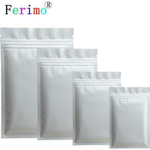 Ferimo 100pcs White Small Zip Lock Bags Storage Aluminium Foil Mylar Plastic Pouch Candy Food Bag Wholesale