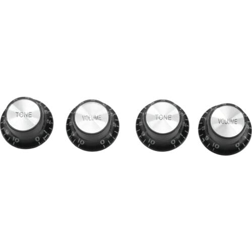 Guitar Knobs 2 Volumes and 2 Tones Silver Top Hat Bell
