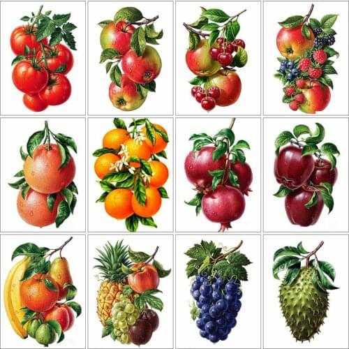 HUACAN Pictures By Number Fruit Kits DIY Painting By Numbers Home Decoration Drawing On Canvas HandPainted Art Gift 40x50