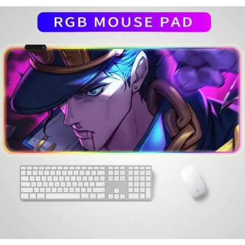 Anime Jojo Bizarre Adventure LED Gaming RGB Large XXL Gamer Mouse-pad USB Backlit Rainbow Rubber Computer Pad Keyboard Desk Mat