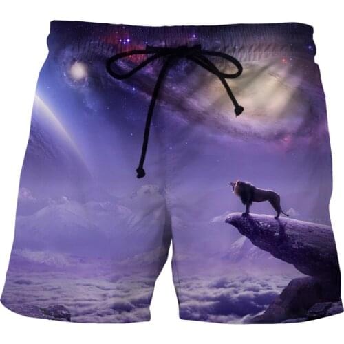 LOVE SPARK Mens Plus Size Sport Shorts S To 6xL Wolf Moon Print Lavendor Running Jogging Shorts For Boys