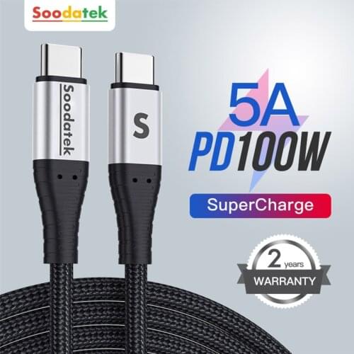 USB C to USB Type C Cable PD 100W 5A Fast Charger USB C Cord USB Type-C Charger Cable For Xiaomi Samsung S20 Macbook Pro