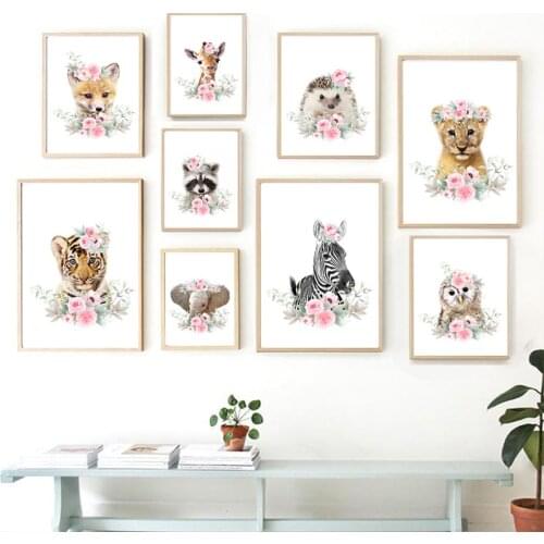 Cute Animal Lion Elephant Fox Tiger Wall Art Canvas Painting Nordic Posters And Prints Nursery Wall Pictures Kids Room Decor