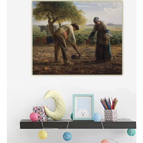 Citon Jean Francois Millet《Potato Planters》Canvas Art Oil Painting Artwork Poster Picture Wall Decor Backdrop Home Decoration