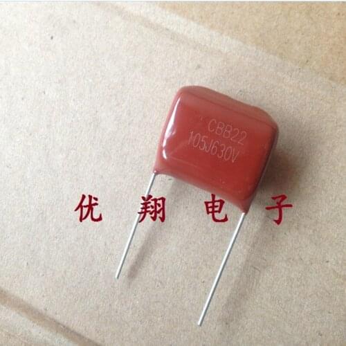 100 PCS/lot CBB capacitor 630V105 P=20mm CBB22 105J 630V 1UF
