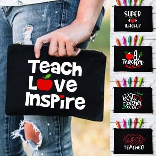 Teacher Love Inspire Makeup Bag Travel Cosmetic Case Female Toiletries Storage Bags Ladies Beauty Organizer Pencil Bag Best Gift