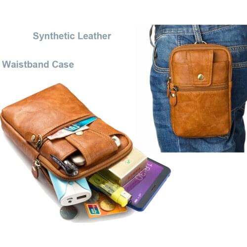 Waistband Hook Loop Belt Clip Leather Phone Case Dual Pouch For Moto Z3 Play/E5 Plus/E5/E5 Play/G6/G6 Play/G6 Plus/X4/Z2 Force