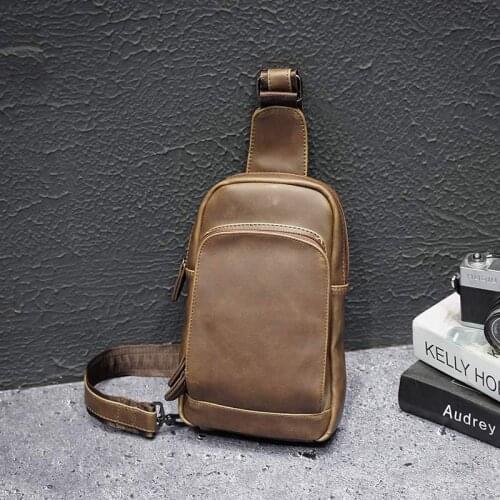 Xiao.p Mens Crazy Horse Leather Pu Leather Crossbody Bags Chest Bag Messenger Bag Single Shoulder Bags Package Travel Purse