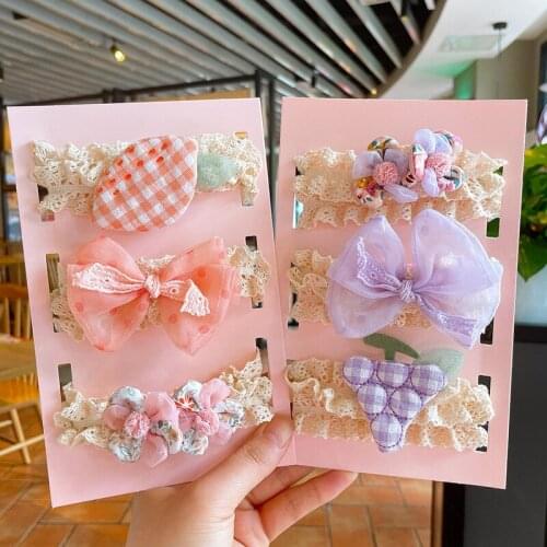 3Pcs/Set Lace Elastic Baby Girl Headband Sweet Princess Bow Kids Hair Band Flower Kids Headwear NewBorn Photography Props