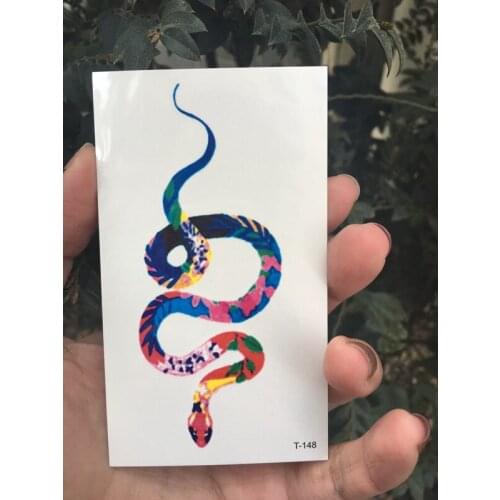 2018 New Waterproof Temporary Tattoo Sticker color snake leaf tatto flash tatoo fake tattoos for Woman Man