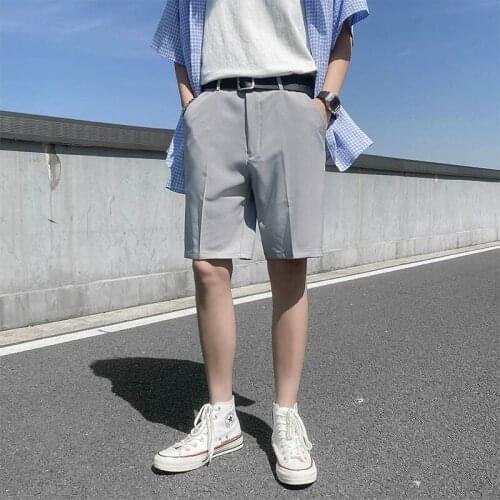 Suit shorts mens summer thin section loose outer wear middle pants pure color casual trousers mens drape five-point pants