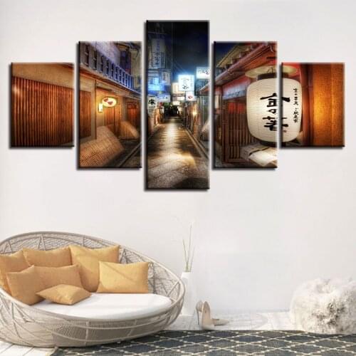 Japanese Style Wall Paintings and Prints Modern Art Canvas Painting Posters Home Decoration Five-Piece Modular Murals Landscape