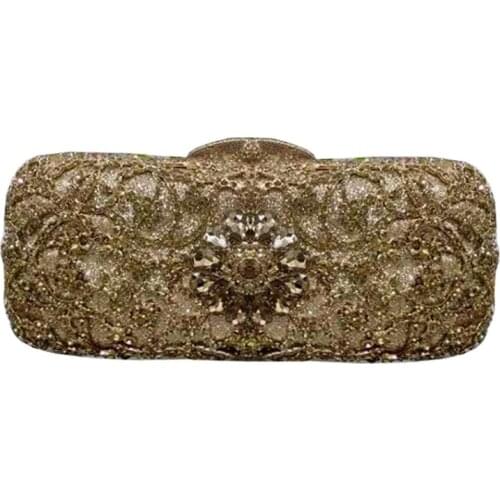 New Nigeria African Elegant Lady Flower Evening Dress Bag Banquet Rhinestone Handbag Lady Metal Crystal Bag