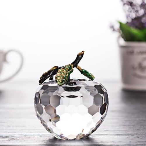 2019 New Arrive Fashion Luxurious Crystal Glass Apple Decor 60mm Wedding Gifts Desktop Decoration Best Gift For Friend