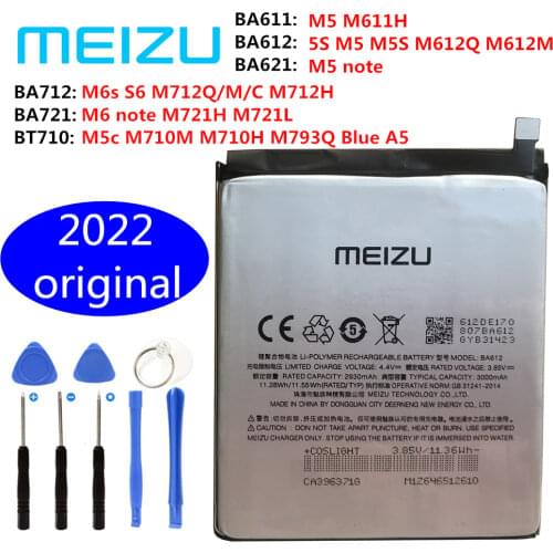 Meizu Original Battery BA721 BA712 BA611 BA612 BA621 BT710 For MEIZU M6 Note M721H/L M6s Meilan S6 5S M5S Note5 M5 Note M5c