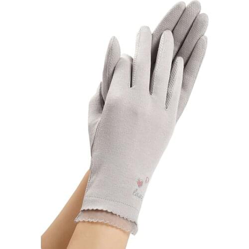 Summer Spring Women Gloves Thin Cotton Sun Protection Touch Screen Breathable Non-Slip Sunscreen Cycling Driving Gloves