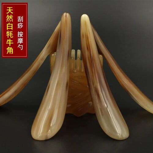 1pcs White yak ox horn Gua Sha plate Facial Scrapping Massage board natural acupuncture point massager face body beauty massager