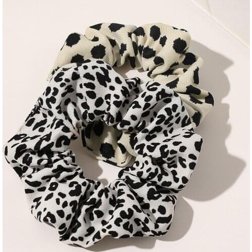 Hot Vintage Leopard Dots Scrunchies Hair Accessories For Women Girl Elastic Hair Ring Hair tie Ponytail Holder Rubber Hair Band