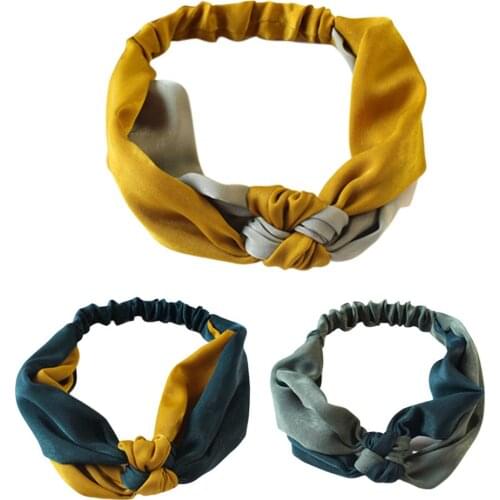 Women Chinese Cross Knot Satin Wide Contrast Color Hair Band Headband Accessory headbands for women Contrast Hair Accessories
