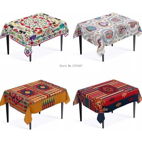 American Pattern Geometric Splicing Ethnic Style Multi-color Tablecloth Rectangular Coffee Table Table Mat Hotel Tablecloth