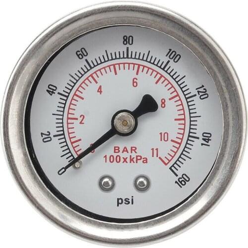 Adjustable 0-160 PSI Fuel Oil Pressure Regulator Gauge Chrome Silver Universal