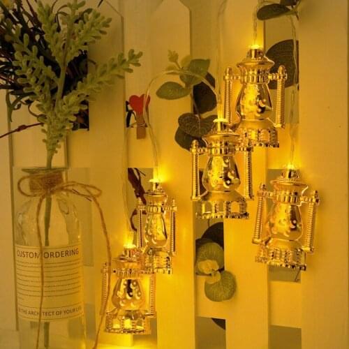 Five-pointed Star Hollow Star Kerosene Bottle Moon Star Castle Led Light String LED Ramadan Decoration For Home Eid Lantern Gift