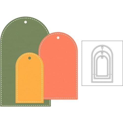 2020 New Tag Nesting Edge Sewing Thread Embossing Metal Cutting Dies For DIY Making Label Greeting Card Scrapbooking No Stamps