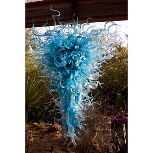 Modern Blue Glass Art Lighting Fixture 100% Hand Blown Glass Shade Chandelier Modern Crystal Pendant Lamp in Dubai
