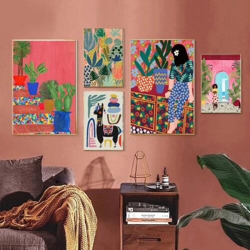 Modern Multicolored Abstract Garden PLants Canvas Painting Posters and Prints Gallery Aisle Wall Art Picture Unique Home Decor