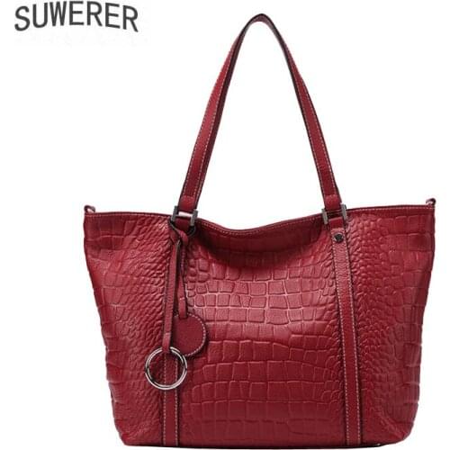 SUWERER 2020 new fashion Genuine leather womens bag large capacity handbag designer shoulder bag womens leather big bag