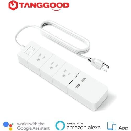 TANGGOOD Smart WiFi Power Strip with 2 USB Work with Alexa & Google Assistant & IFTTT App Remote Control Surge Protector