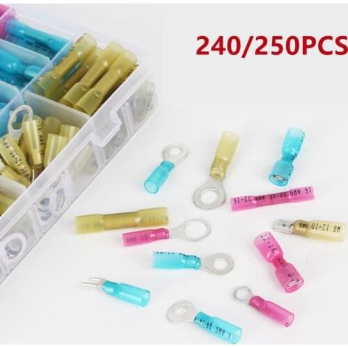 240/250pcs/box Heat-shrinkable Waterproof Cold-pressed Terminal Combination Cable Wire Connector Electrical Crimp Terminal