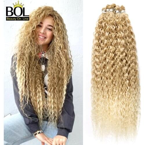 BOL Water Wave Curly Hair Bundles Synthetic Hair Extensions Ombre Blonde 28inches Long Synthetic Curly Weave Bundles For Women