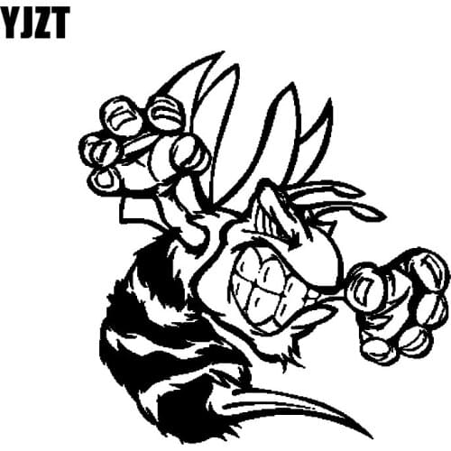YJZT 17.8CM*18.7CM Decal Car Sticker Angry Bee Wasp Vinyl Black/Silver C19-0092
