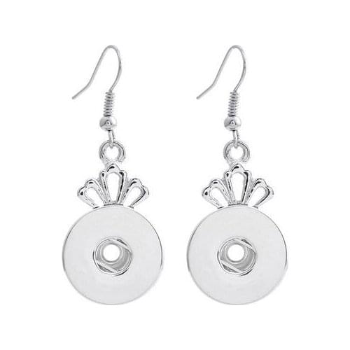 New Silver plated Imperial crown Womens earring 18mm snap button jewelry female Snap Earring one direction