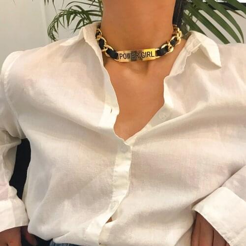 Personality Temperament Punk Necklace Necklace Retro Letter Chain on Clavicle "Power Girl" Necklace Womens Jewelry Gift