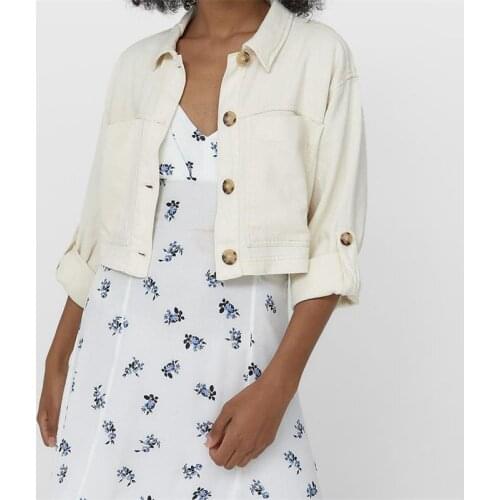 ZXQJ Women 2021 Fashion Loose Handmade Style Short Shirt Jacket Coat Vintage Long Sleeve Pockets Female Outerwear Chic Tops