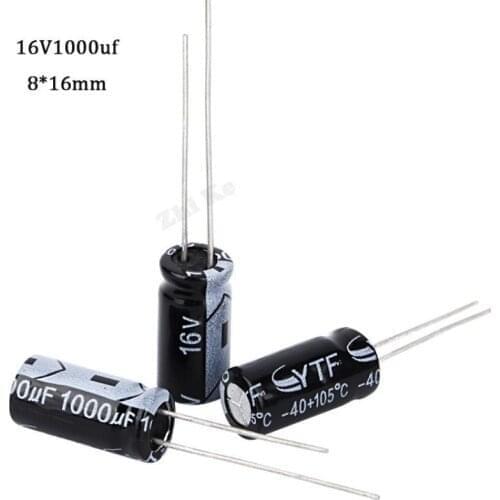 10PCS 1000 uF 16 V 8*16 DIP aluminum Electrolytic capacitor 1000uF 16V 16V 1000uF 16V 1000uF