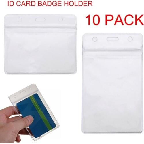 10pcs ID Card Holder Transparent PVC Work Permit Badge Holder Bank Credit Card Protection Case Waterproof For School Supplies