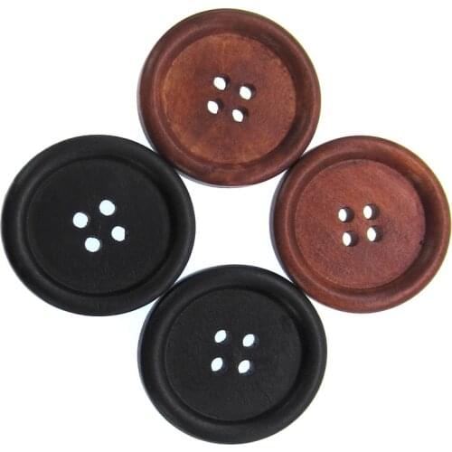 20Pcs 4-Holes 1-1/4" Large Wooden Buttons Round Sewing Buttons For Sweater Coat Clothing Craft Scrapbooking 3.0cm