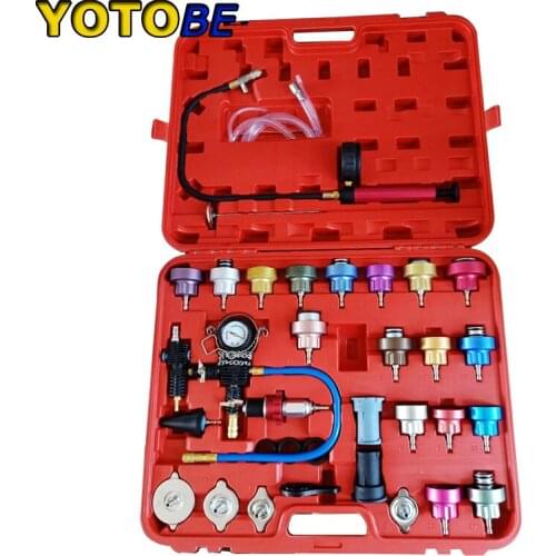 34pcs Radiator Pressure Compression Tester Car Repair Water Tank Accurate Easy To Use Cooling System Leak Detector